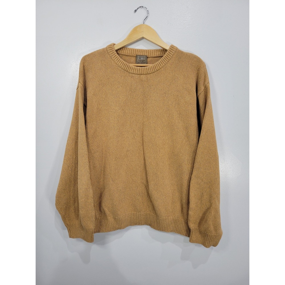 Haggar Generations XL Cotton Crew Neck Sweater Camel Tan Shaker Knit Pullover